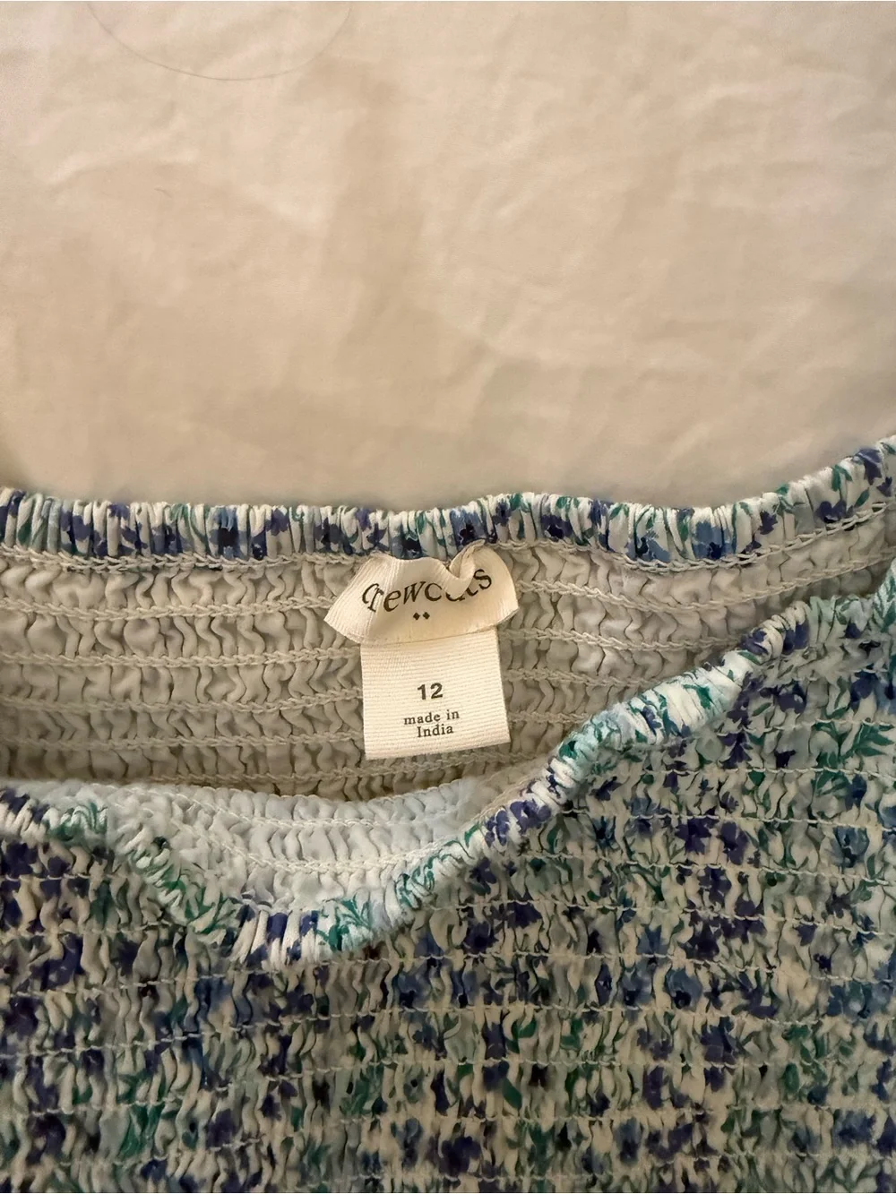 Crewcuts Blue and Green Floral Smocked Dress
